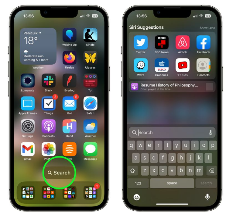 大余苹果手机维修分享升级到 iOS 16 后，如何删除主屏幕上的搜索按钮 