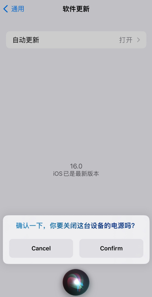 大余苹果手机维修分享iOS 16 新功能：呼叫 Siri 即可让 iPhone 关机 